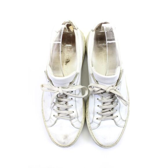 Woman by Common Projects Womens Leather Low Top Lace Up Sneakers White Size 7 - Picture 2 of 5